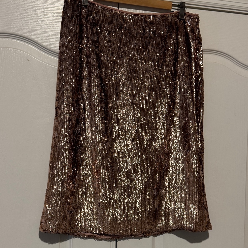 J. Crew Shimmering Copper Pink Sequin Pencil Skirt